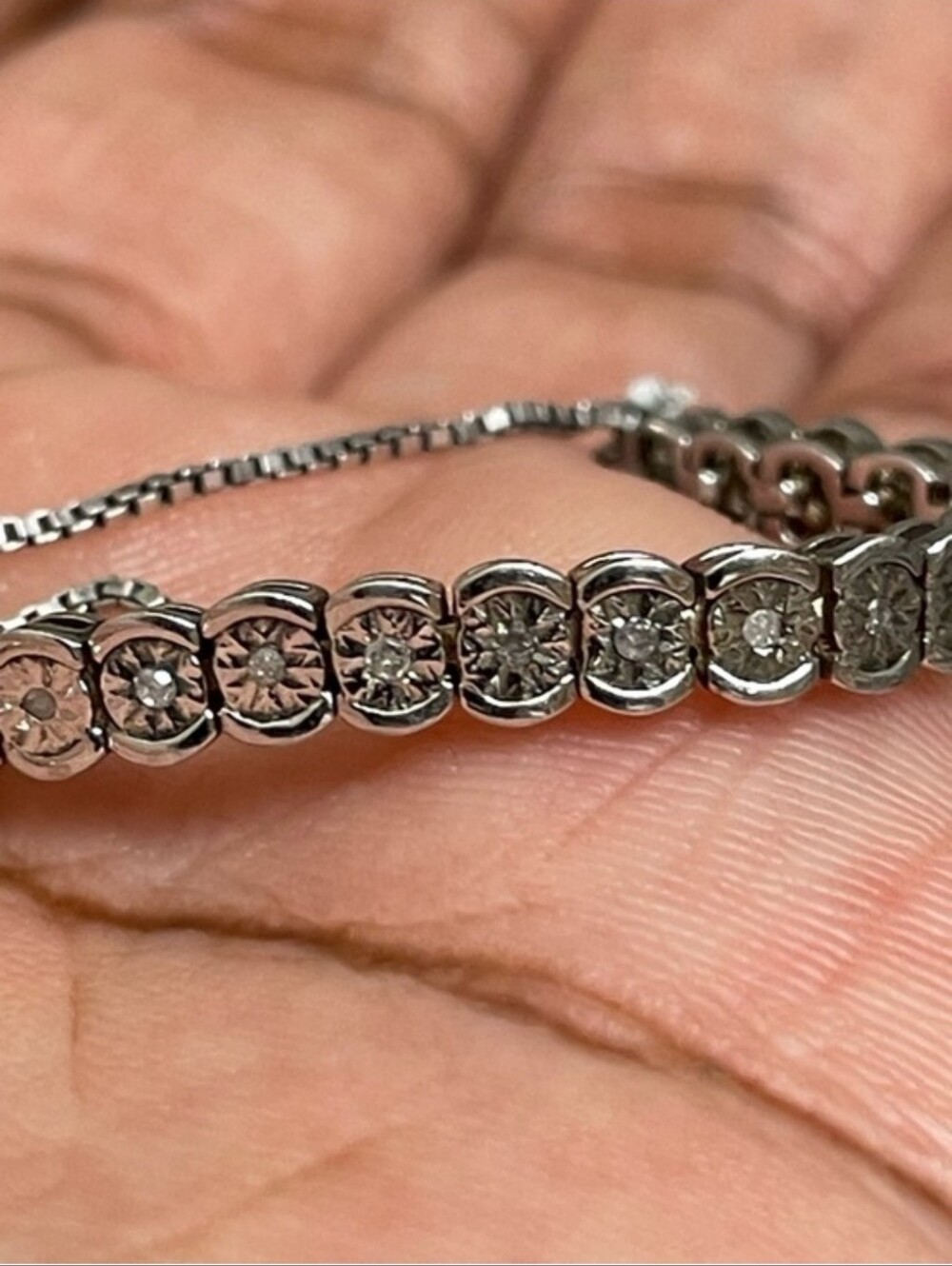 Stunning Real Diamond Adjustable Bolo Tennis Bracelet – Pristine Condition!